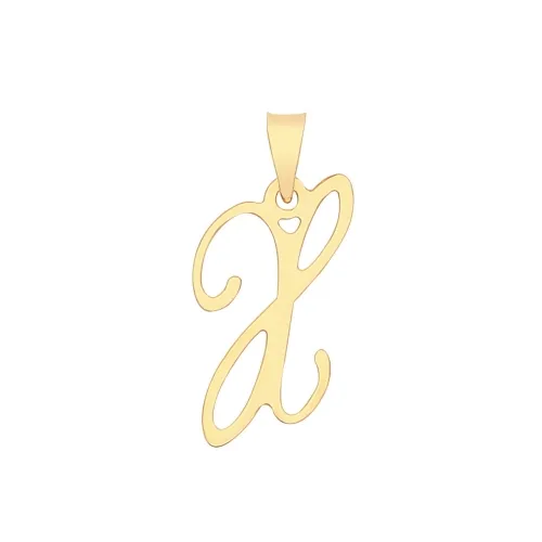 9ct Yellow Gold Script Initial Pendant 19 X 10mm + 5.5mm Bale X